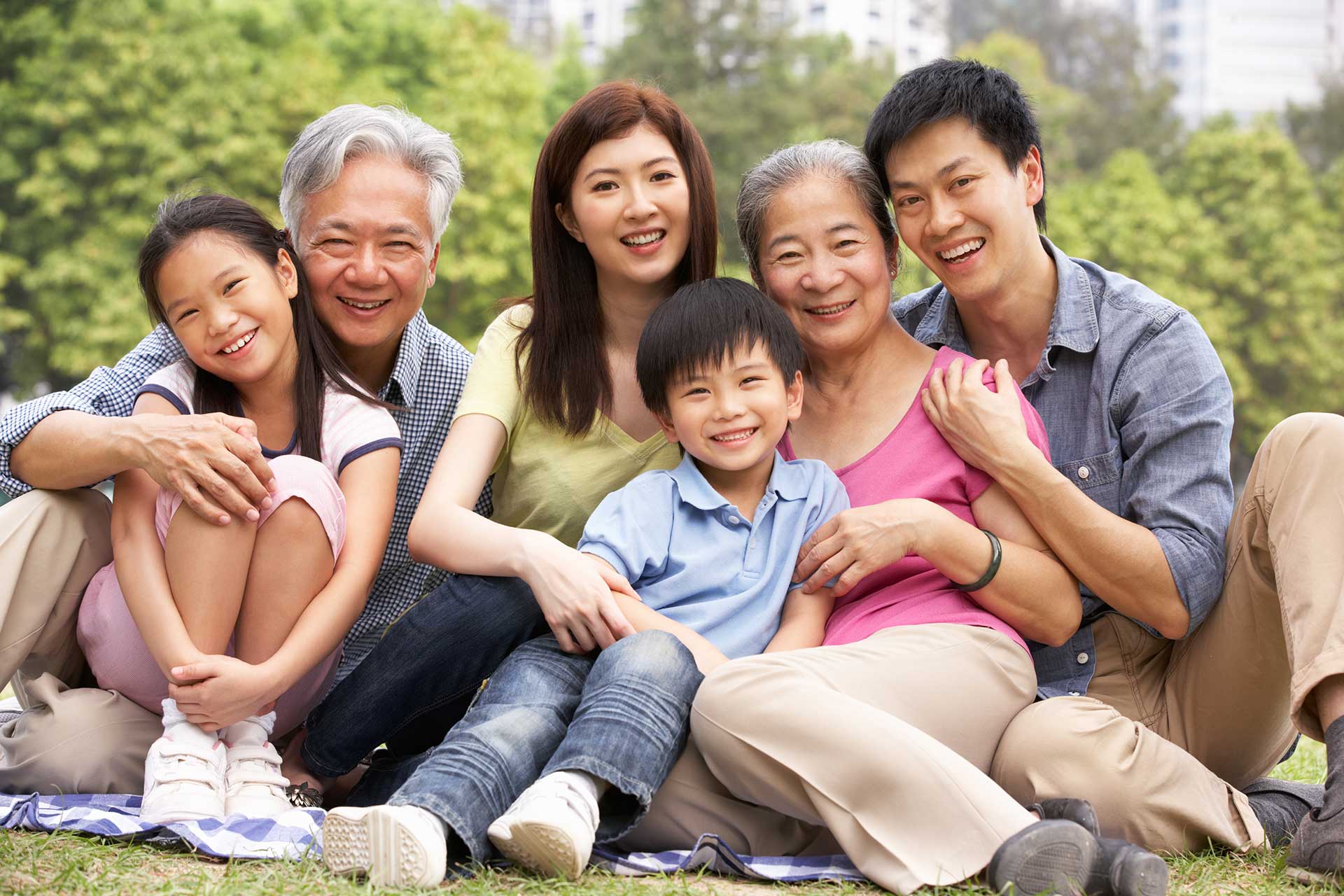 A large family enjoys their vacation after a dental visit at Princeton Park Dental